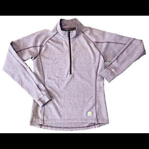 Carhartt Force Womens S 1/4 Zip Shirt Pullover Stretch Performance Wine Logo